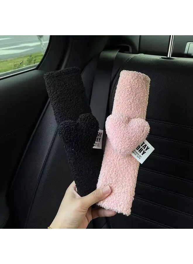 Black Car Seat Belt Covers Soft Anti Slip Shoulder Pads Set Of 2 For Most Vehicles - Image 2